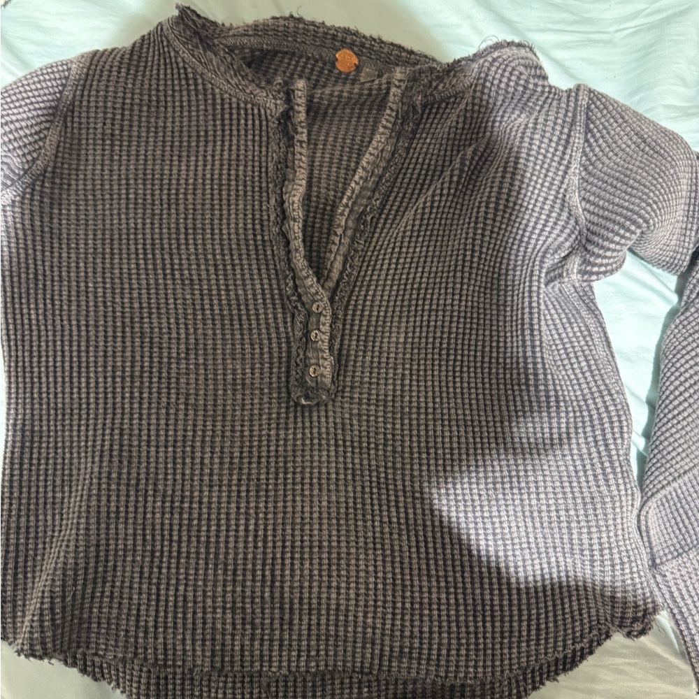 Free people Waffle Knit Long Sleeve Top